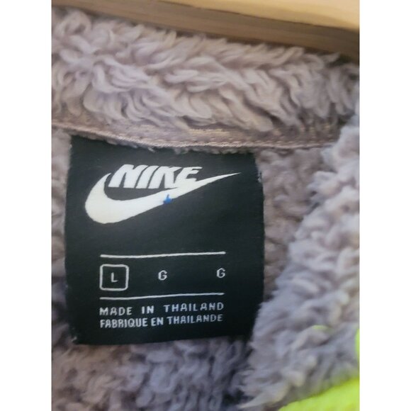 Nike Sherpa Cropped Quarter Zip Fleece Jacket Size Large Women's Gray Green - Picture 5 of 5